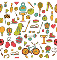 hand drawn fitness sport seamless pattern doodle vector image