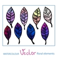 set of watercolor stylized leaves vector image vector image