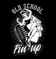 black and white pin up girl on the microphone vector image vector image