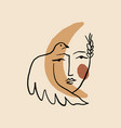 line modern minimalist woman face art design print vector image vector image
