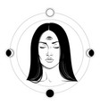 beautiful brunette woman with third eye vector image vector image