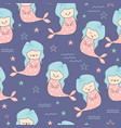cute mermaid seamless pattern hand drawn colorful vector image