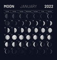 january moon phases calendar on dark night sky vector image