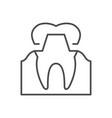 tooth crown line outline icon vector image