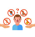 allergy triggers unhappy man suffering from vector image