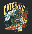 surfing vintage colorful emblem vector image vector image