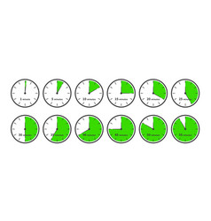 Green clock icons with red minutes charts Vector Image