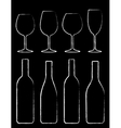 chalk wine bottle and glass set vector image vector image