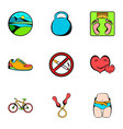 muscle icons set cartoon style vector image