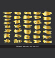 set of gold paint ink brush strokes brushes vector image