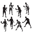 table tennis player black silhouette set vector image