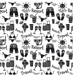 beach resort black pattern vector image vector image