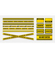 various quarantine zone warning tapes and shields vector image vector image