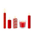 realistic red candles isolated set wax candle vector image