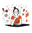young girl and ice cream vector image vector image