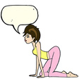 cartoon sexy woman on all fours with speech bubble vector image