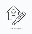 sick leave flat line icon outline vector image