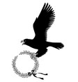 black silhouette of flying eagle with round vector image