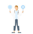 senior female doctor in white coat holding vector image vector image