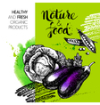 eco food menu background watercolor and hand drawn vector image vector image