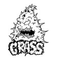 horror cannabis plant with grass hand lettering vector image vector image