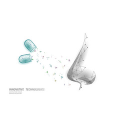 Rhinitis nose low poly treatment medicine coryza Vector Image
