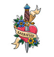heart pierced with ancient dagger sacrifice vector image