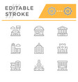 set line icons of buildings vector image vector image