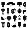 chinese symbols silhouettes asian paper lanterns vector image vector image