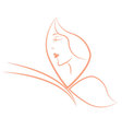 butterfly outline with woman face vector image
