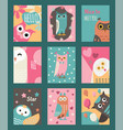 owl set cards or banners vector image