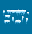 set of snow caps borders with icicles snowdrifts vector image