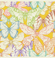 seamless pattern with colored hand drawn butterfly vector image