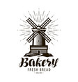 bakery bakehouse logo or label windmill mill vector image