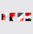 black and red ink brush stroke set vector image