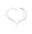 milk yougurt or cream heart splash with drops vector image vector image