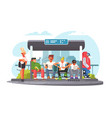 passengers waiting for transport at bus stop vector image