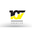 107 black and yellow number logo design vector image