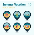 lifeguard beach safety pin map icon set vacation vector image