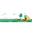 camping tourist tent in forest field traveler vector image