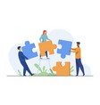 partners holding big jigsaw puzzle pieces vector image