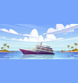 sunken cruise ship in ocean near tropical island vector image