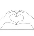 two hands making heart sign continuous line vector image