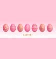 set of pink easter eggs with golden elements vector image vector image
