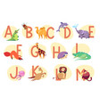alphabet with exotic animals children abc vector image