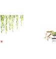 landscape with traditional chinese village vector image