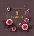 march 8 greeting card vector image vector image