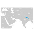 nepal blue marked in political map of south asia vector image