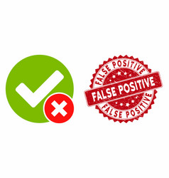 False positive icon with scratched false positive Vector Image