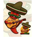 chili pepper mascot wearing mexican outfit vector image